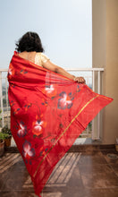 Load image into Gallery viewer, Hand Painted Red Chanderi Saree
