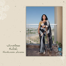Load image into Gallery viewer, Black Kutchi Extra Weft Weaving Cotton Saree
