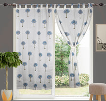 Load image into Gallery viewer, Blue Palm Hand Block Printed Curtain
