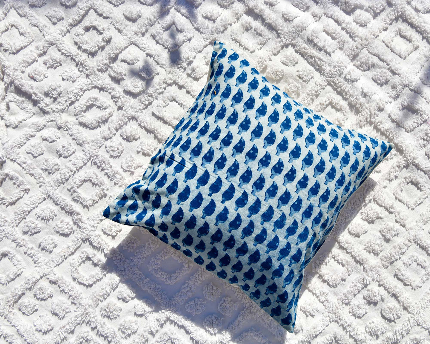 Blue Keri Hand Block Printed Cushion Cover