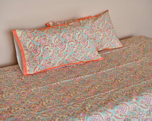 Load image into Gallery viewer, Peach Flower Printed Bedsheet
