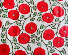 Load image into Gallery viewer, Red Flower Hand Block Printed Bedsheet
