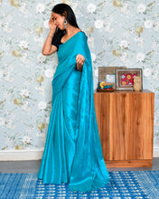 Load image into Gallery viewer, Electric Blue Tissue Saree With Blosue
