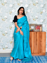 Load image into Gallery viewer, Electric Blue Tissue Saree With Blosue
