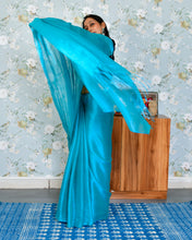 Load image into Gallery viewer, Electric Blue Tissue Saree With Blosue
