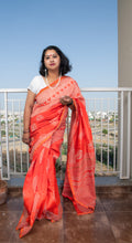 Load image into Gallery viewer, Red Hand Block Printed Chanderi Saree

