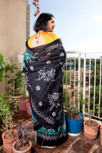 Load image into Gallery viewer, Bottle Green Black Pallu Printed Saree
