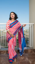 Load image into Gallery viewer, Red &amp; White Stripe Saree
