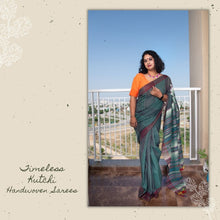 Load image into Gallery viewer, Bottle Green Kutchi Extra Weft Weaving Cotton Saree
