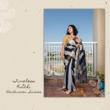 Load image into Gallery viewer, Black Kutchi Extra Weft Weaving Cotton Saree
