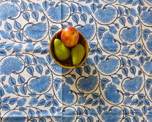 Load image into Gallery viewer, Blue Lotus Handblock Printed Cotton Table Cover
