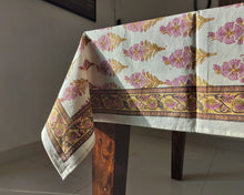 Load image into Gallery viewer, Flower Handblock Printed Cotton Table Cover (6 Seater)
