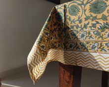 Load image into Gallery viewer, Flower Hand Block Printed Cotton Table Cover
