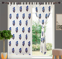 Load image into Gallery viewer, Blue Flower Hand Block Printed Curtain
