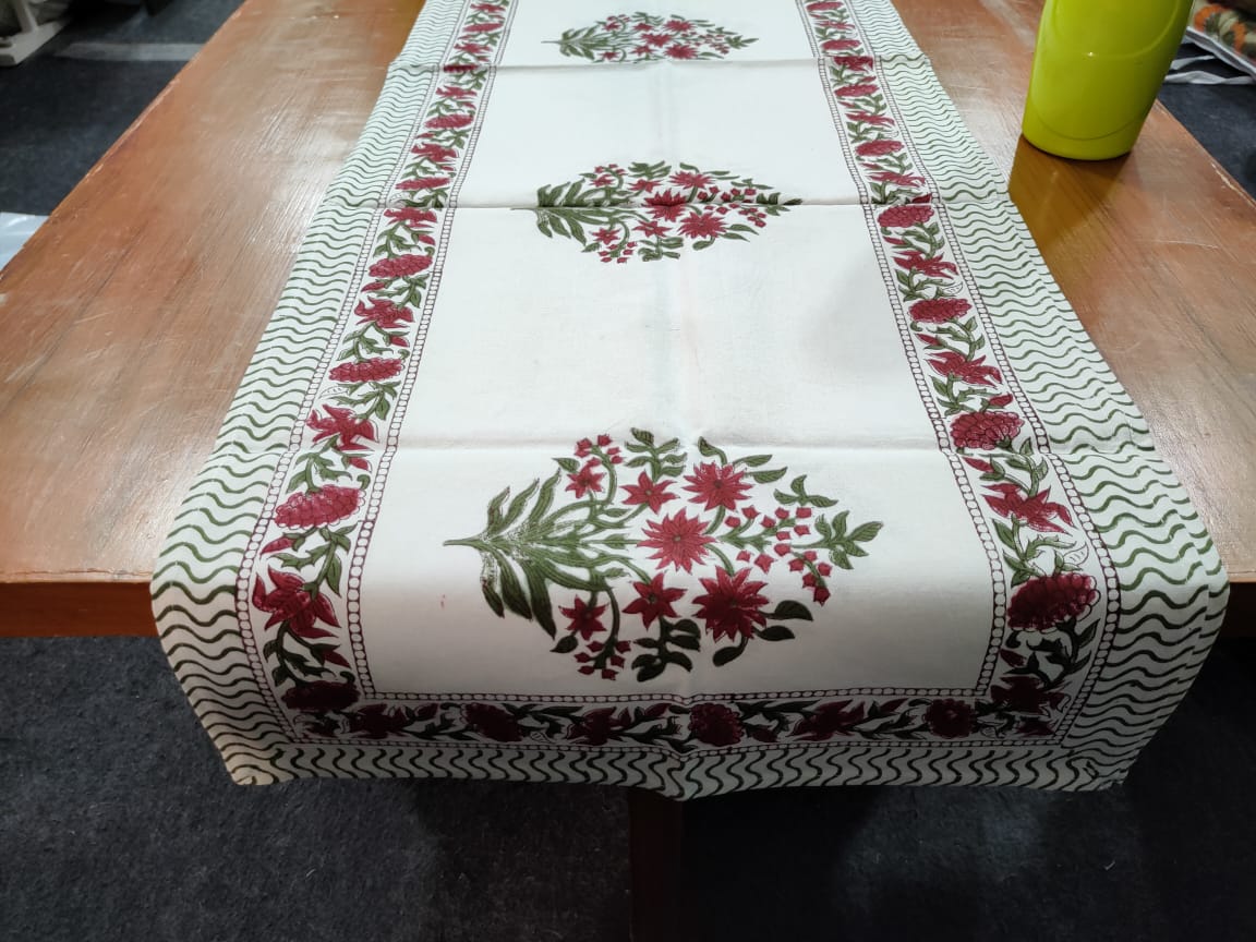 Flower Boutique Hand Block Printed Table Runner