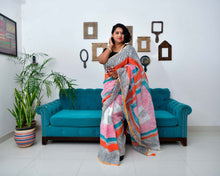 Load image into Gallery viewer, Afsana - Hand Block Printed Linen Saree
