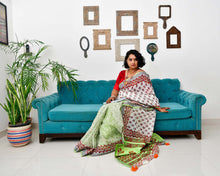 Load image into Gallery viewer, Love Letter - Hand Block Printed Linen Saree
