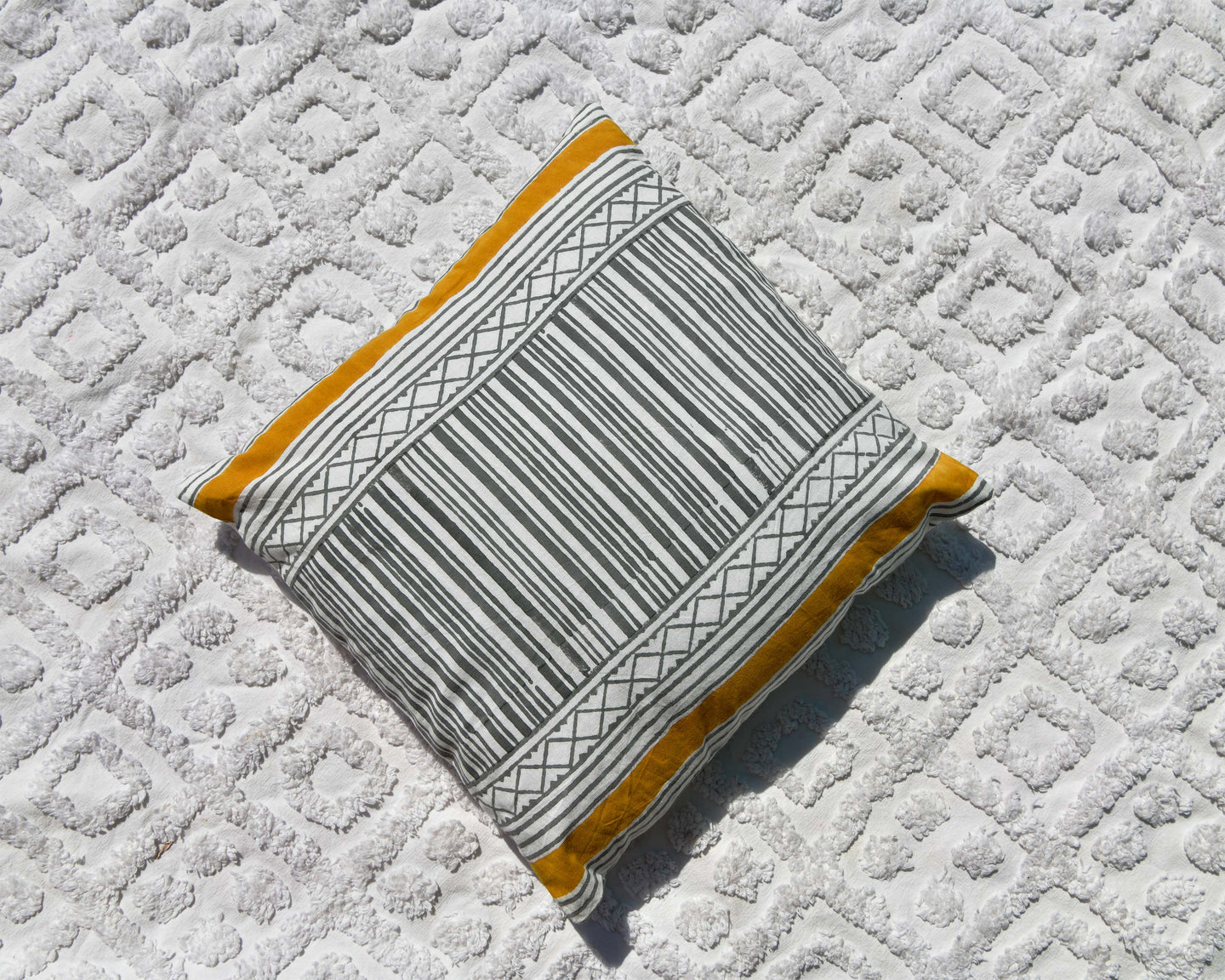Stripes Hand Block Printed Cushion Cover