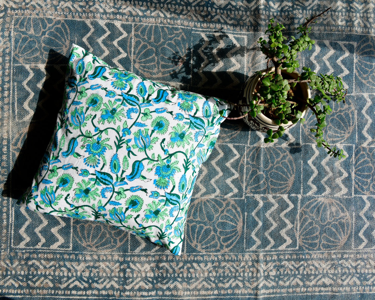 Jaal Hand Block Printed Cushion Cover