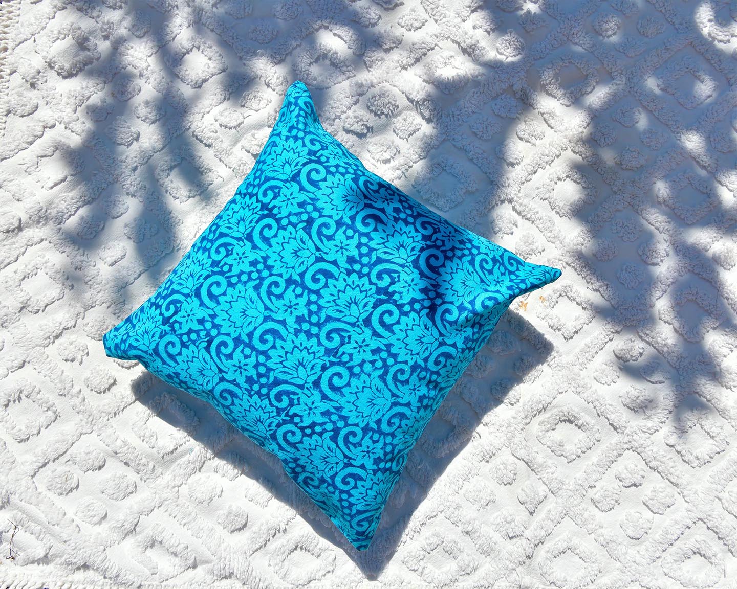 Blue Hand Block Printed Cushion Cover