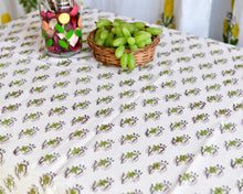 Load image into Gallery viewer, Flower Hand Block Printed Cotton Table Cover
