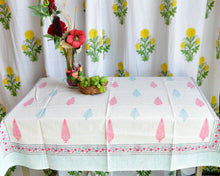 Load image into Gallery viewer, Pink Hand block Printed Cotton Table Cover
