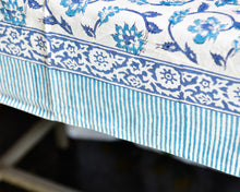 Load image into Gallery viewer, Blue Hand block Printed Cotton Table Cover
