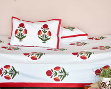Load image into Gallery viewer, Red Marigold Printed Bedsheet
