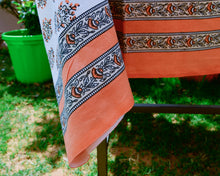 Load image into Gallery viewer, Orange Buta Printed Cotton Table Cover (6 Seater)
