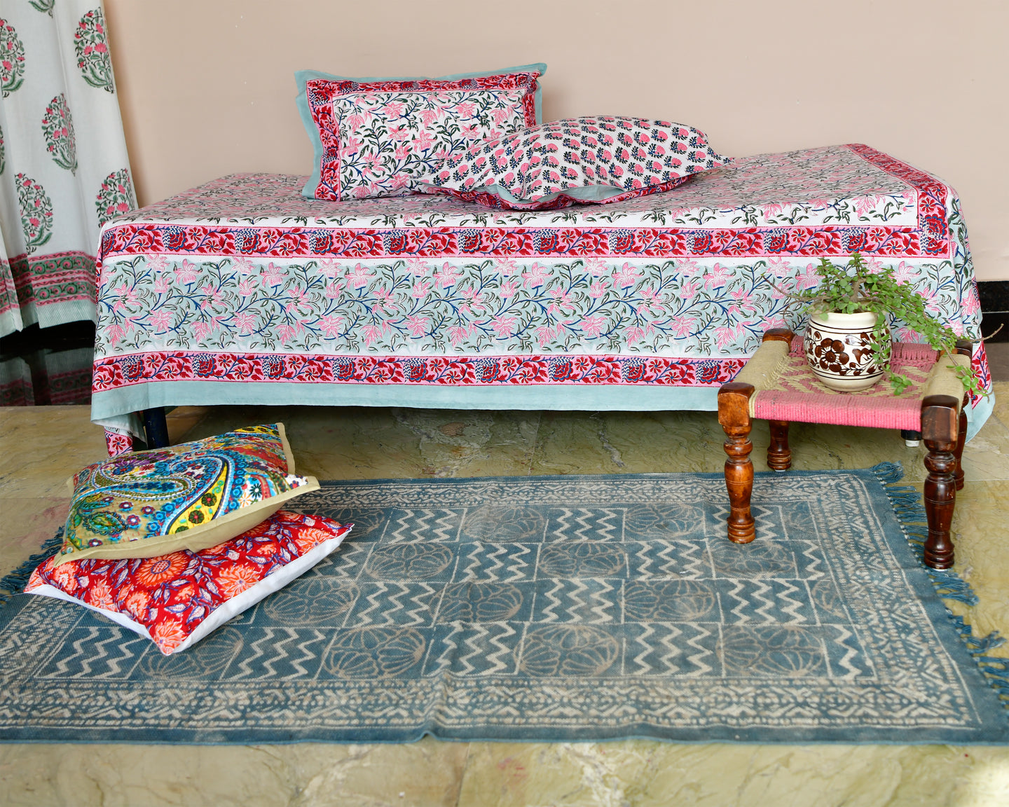 Lilly Hand Block Printed Bedsheet