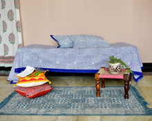 Load image into Gallery viewer, Blue Abstract Hand Block Printed Bedsheet
