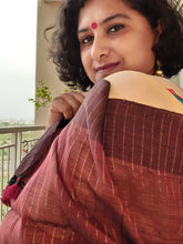 Load image into Gallery viewer, Maroon Khadi-Cotton Zari Sari
