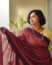 Load image into Gallery viewer, Maroon Khadi-Cotton Zari Sari
