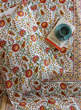 Load image into Gallery viewer, Yellow Flower Jaal Hand Block Printed Bedsheet
