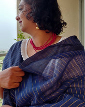 Load image into Gallery viewer, Blue Khadi-Cotton Zari Sari
