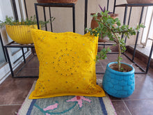 Load image into Gallery viewer, Yellow Mirror Work Cushion Cover
