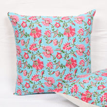 Load image into Gallery viewer, Sky Blue Hand Block Printed Cushion Cover
